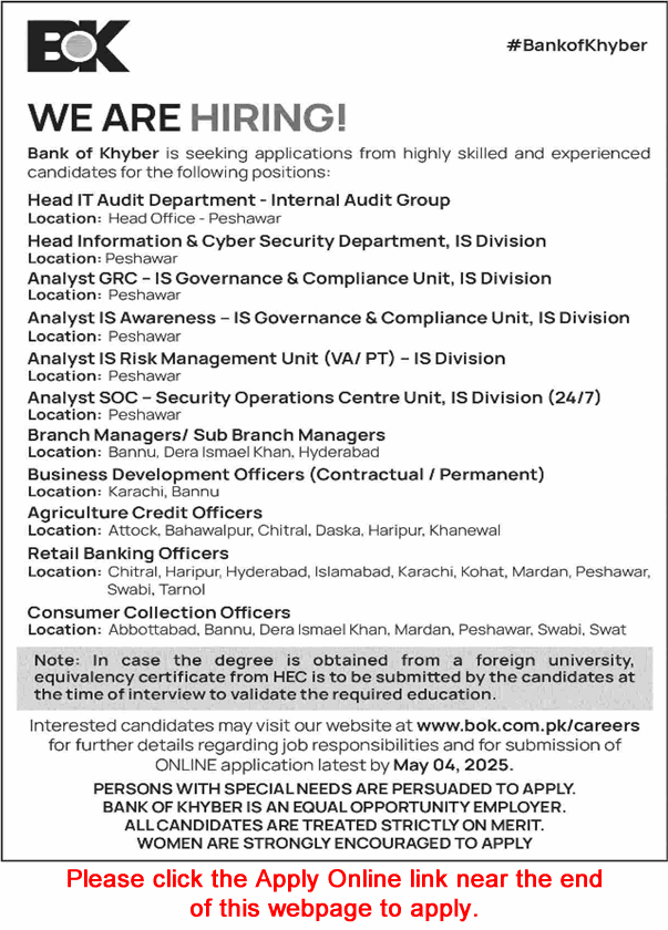 Bank of Khyber Jobs